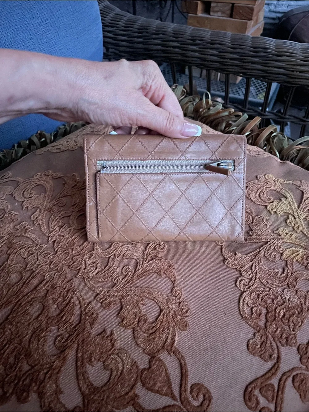 CHANEL Quilted Envelope Wallet - Tan
